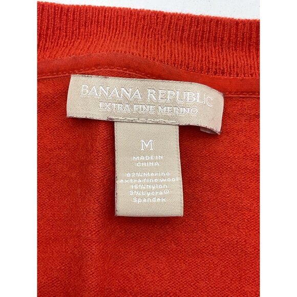 Banana Republic Womens V-Neck Sweater Extra Fine Merino Wool Blend Bitter Orange - Picture 6 of 7